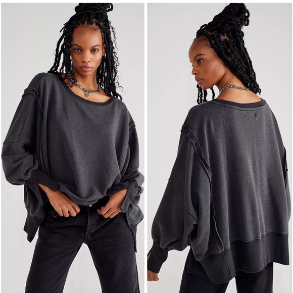Free People Tops - Free People Camden Oversized Pullover Size: S in Black
